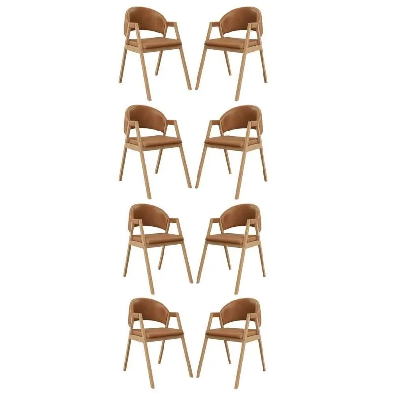 Kit 8 Cadeiras Suellen Luxo Reforçada Mesa De Jantar Courino Marrom Claro