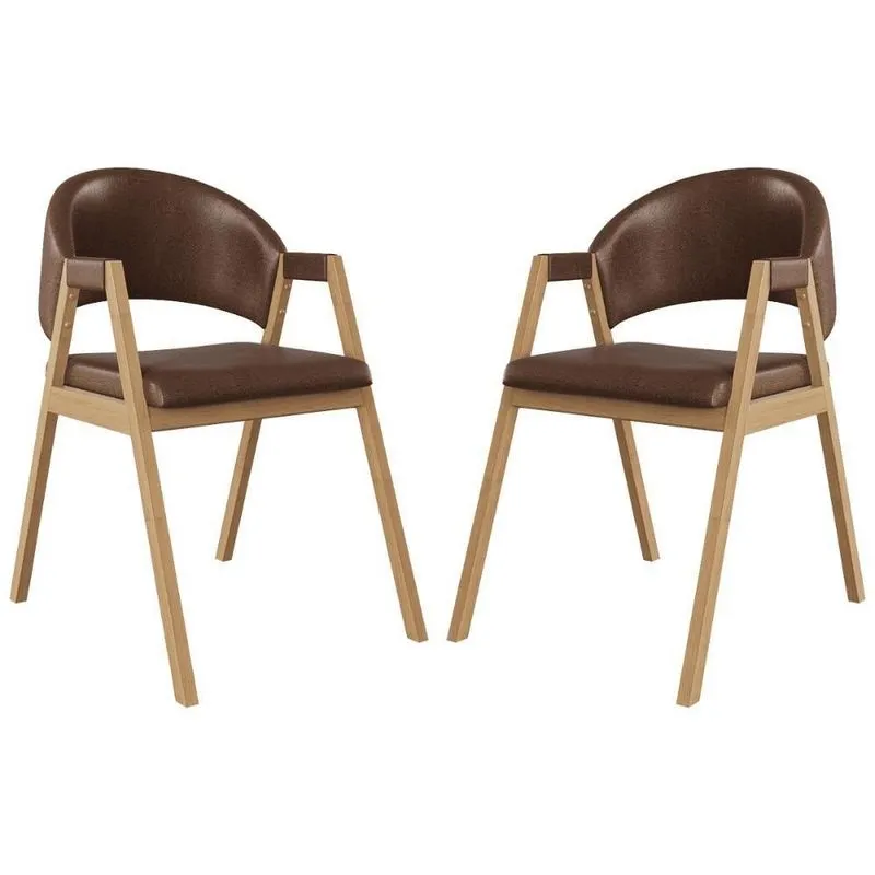 Kit 2 Cadeiras Para Mesa De Jantar Moderna Courino Balaqui Marrom Escuro