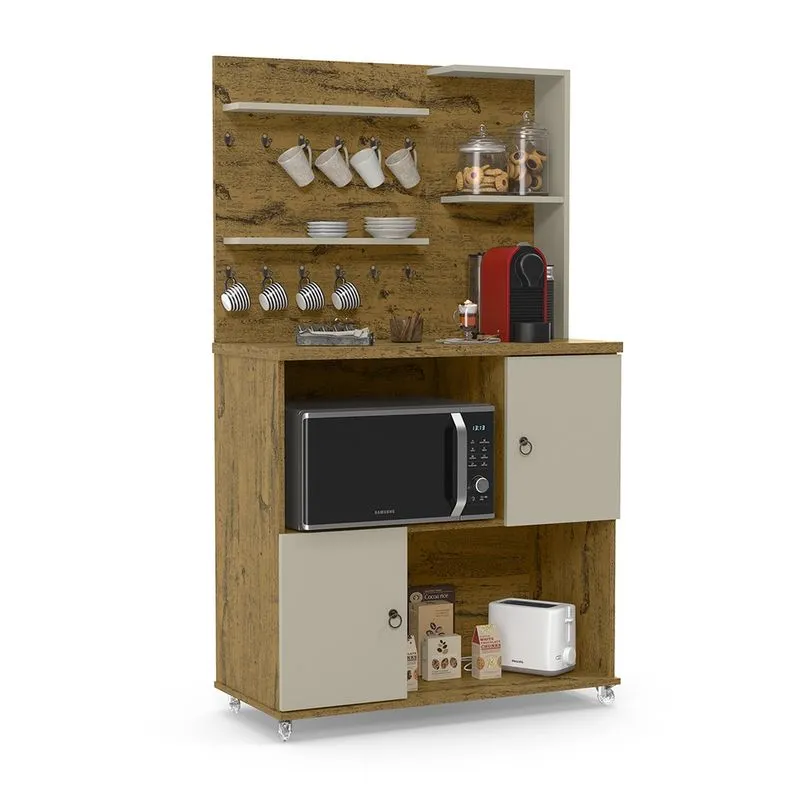 Cantinho do cafe completo para microndas cafeteira e suporte de xicaras patrimar