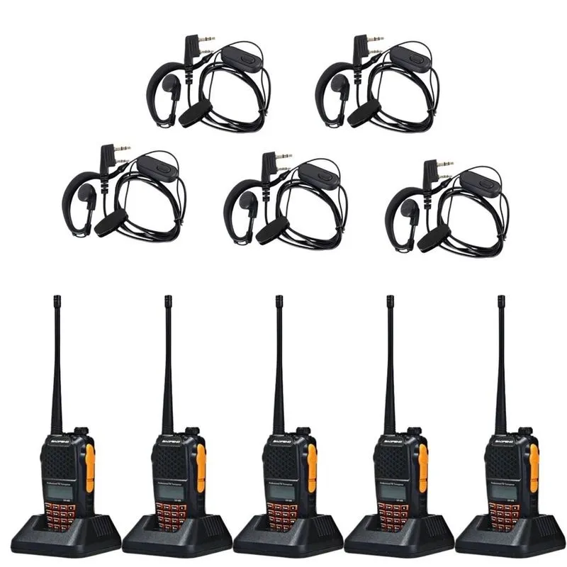 Kit 5 Radinho Dual Band Baofeng Uv-6r Walk Talk