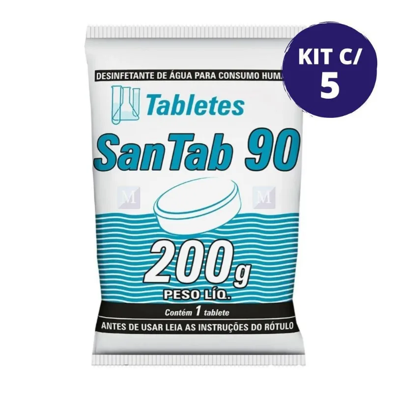 Kit 5 Pastilhas Desinfecção Água Consumo Humano Santab 90