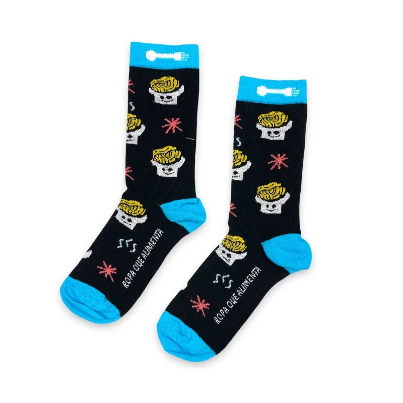 Zoquete Tex con estampa spaguetti infantil talle 2/3A negro