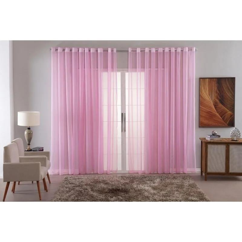 Cortina Voal Liso Delicate Quarto Sala Transparente 600X2,20