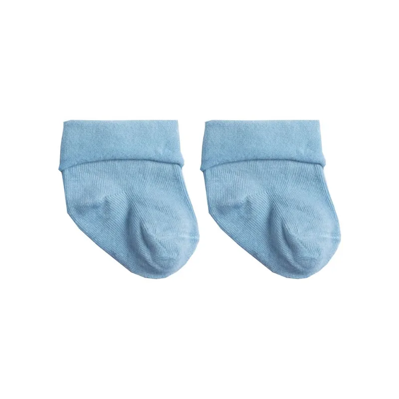Media Tex puño volcado triple roll infantil talle 3-6 meses celeste