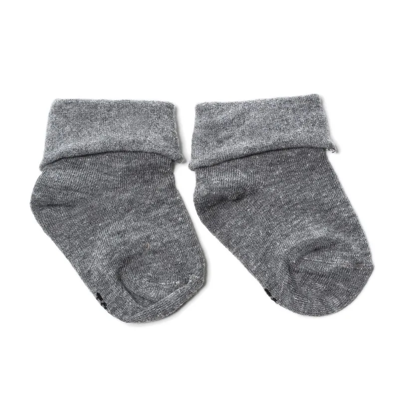 Media Tex puño volcado triple roll infantil talle 6-12 meses gris