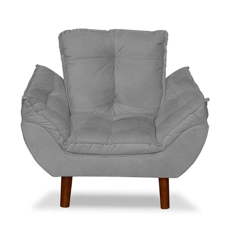 Mini Poltrona Cadeira Opala Infantil De Criança Suede Cinza Claro