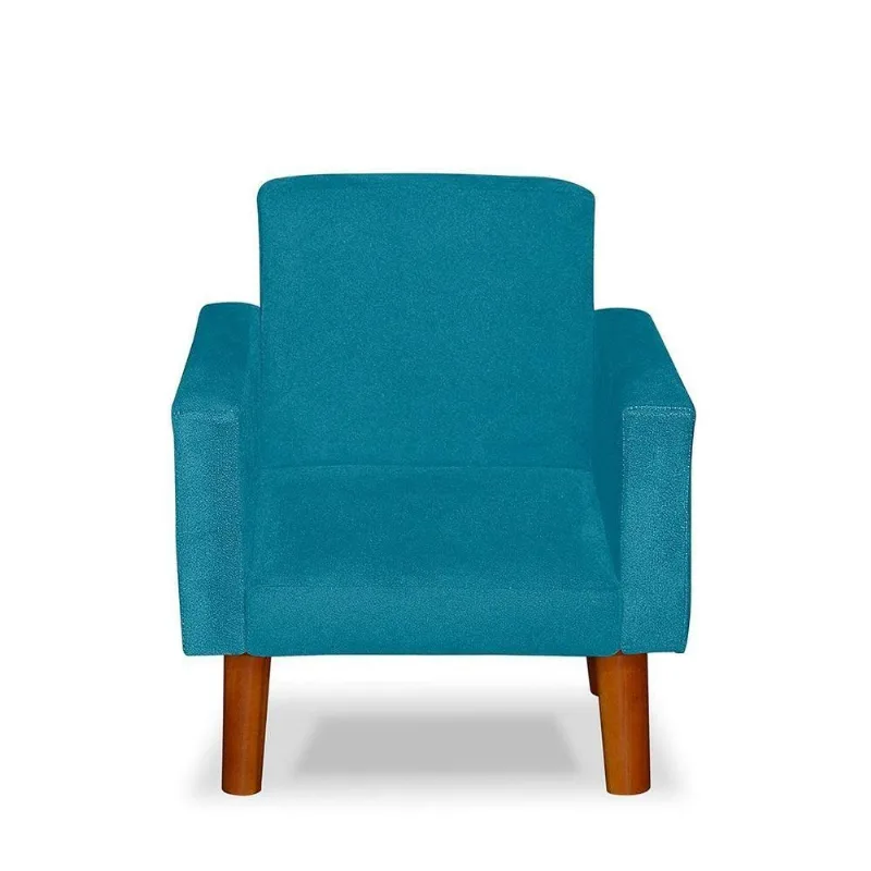 Mini Poltrona Cadeira Infantil Nina De Criança Suede Azul Tiffany