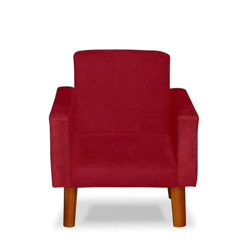 Mini Poltrona Cadeira Infantil Nina De Criança Suede Vermelho