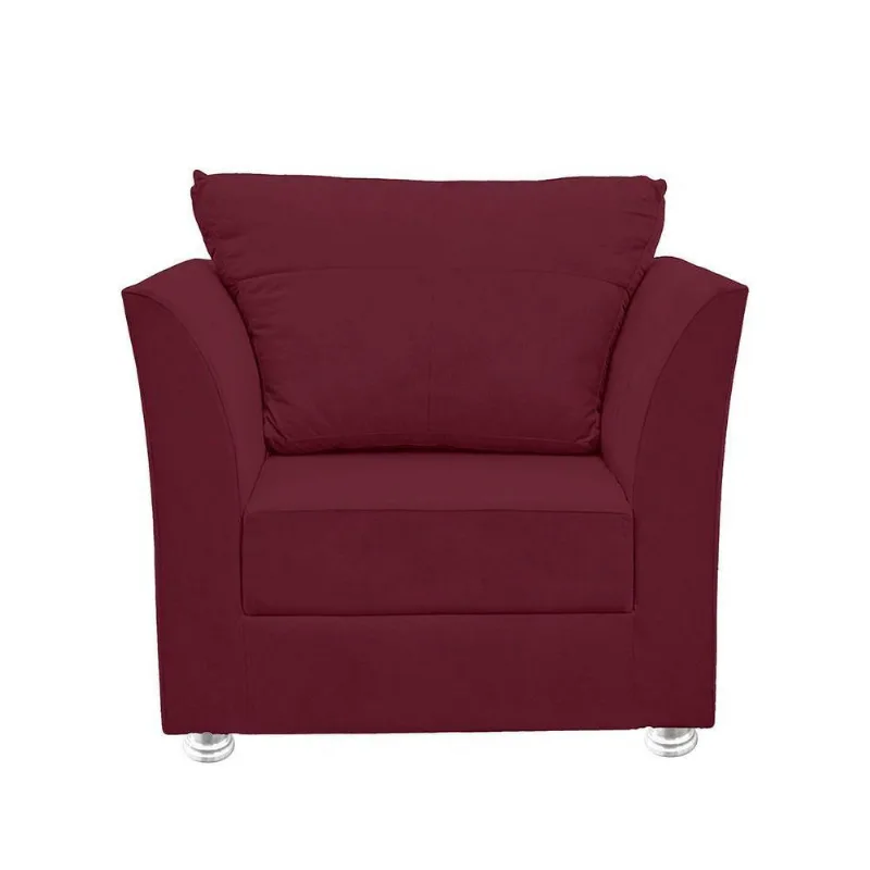 Poltrona Cadeira Decorativa Para Sala E Quarto Lisboa Suede Bordô