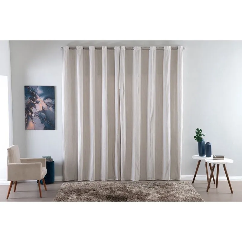 Cortina Decorativa de Tecido Rústico para Sala Quarto Escritório Topázio 4,00m x 2,80m Avelã Cáqui