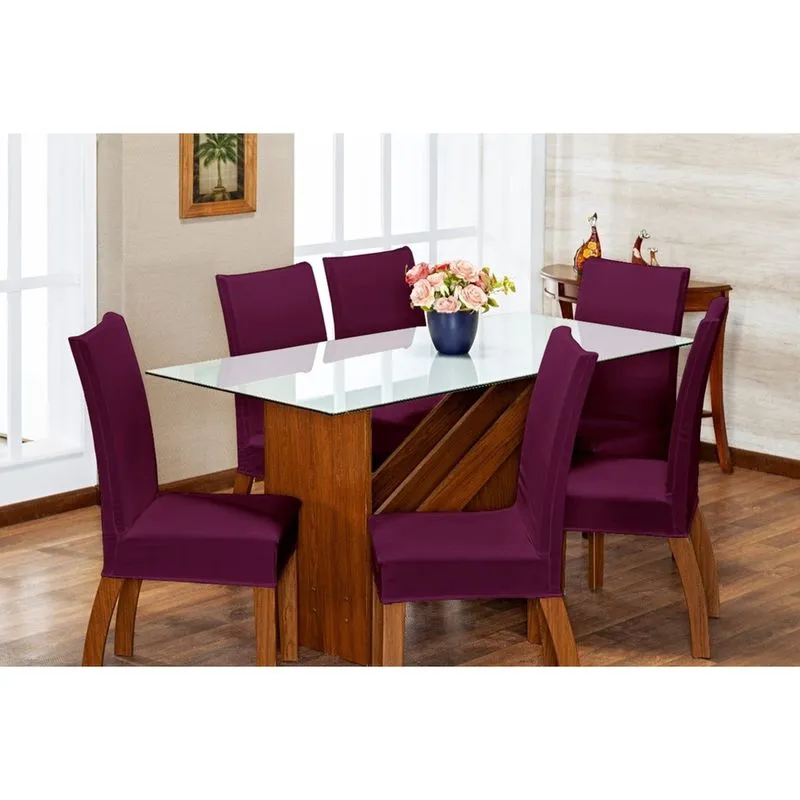 Kit Capa de Cadeira 4 Peças Sala de Jantar Protege o Estofado Renova o Visual Malha Gel Vinho