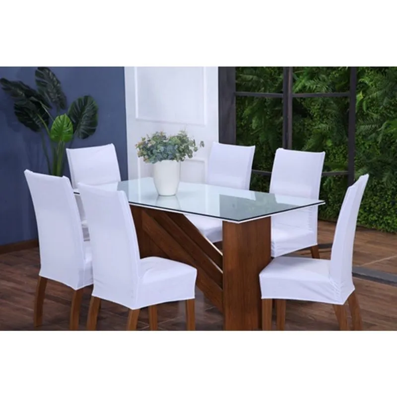 Kit de Capas de Cadeira Estofada 4 Lugares Mesa de Jantar Protege Muda a Decoração Malha Helanca Lisa