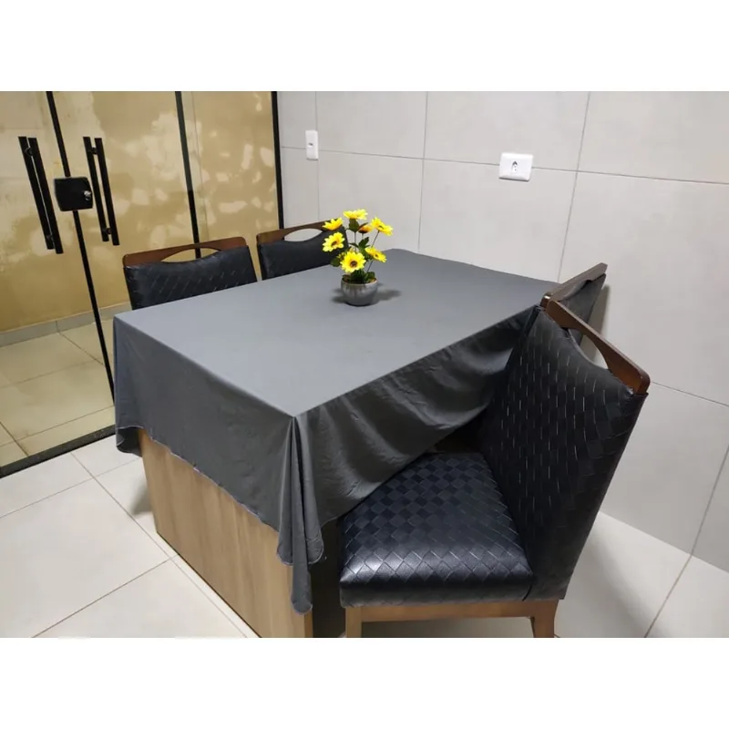 Toalha de Mesa de Cozinha Copa Sala de Jantar 4 Lugares 1,40m x 1,40m Malha Gel Cinza