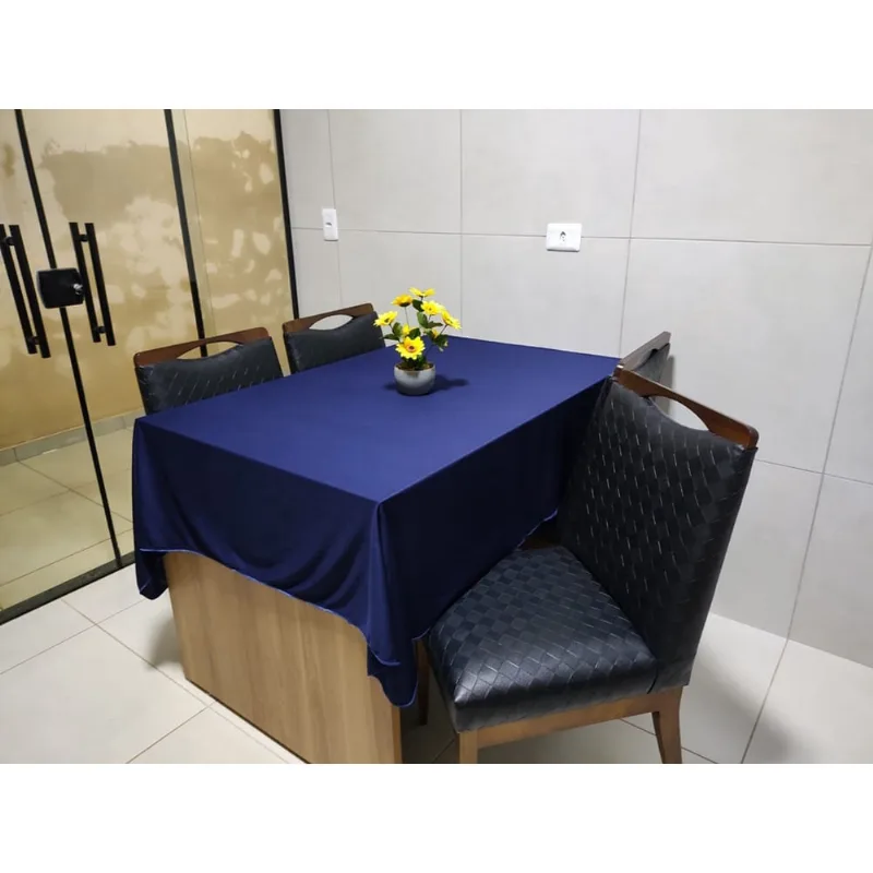 Toalha de Mesa de Cozinha Copa Sala de Jantar 6 Lugares 2,20m x 1,40m Malha Gel Azul Marinho