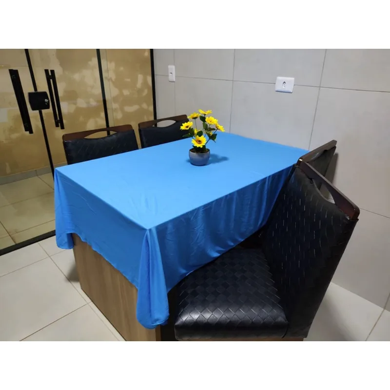 Toalha de Mesa de Cozinha Copa Sala de Jantar 6 Lugares 2,20m x 1,40m Malha Gel Azul Turquesa