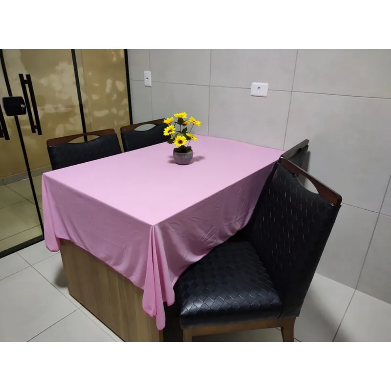 Toalha de Mesa de Cozinha Copa Sala de Jantar 8 Lugares 2,50m x 1,40m Malha Gel Rosa