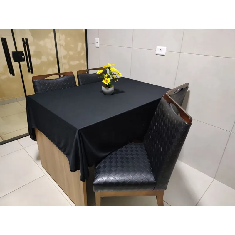 Toalha de Mesa de Cozinha Copa Sala de Jantar 12 Lugares 4,50m x 1,40m Malha Gel Preto