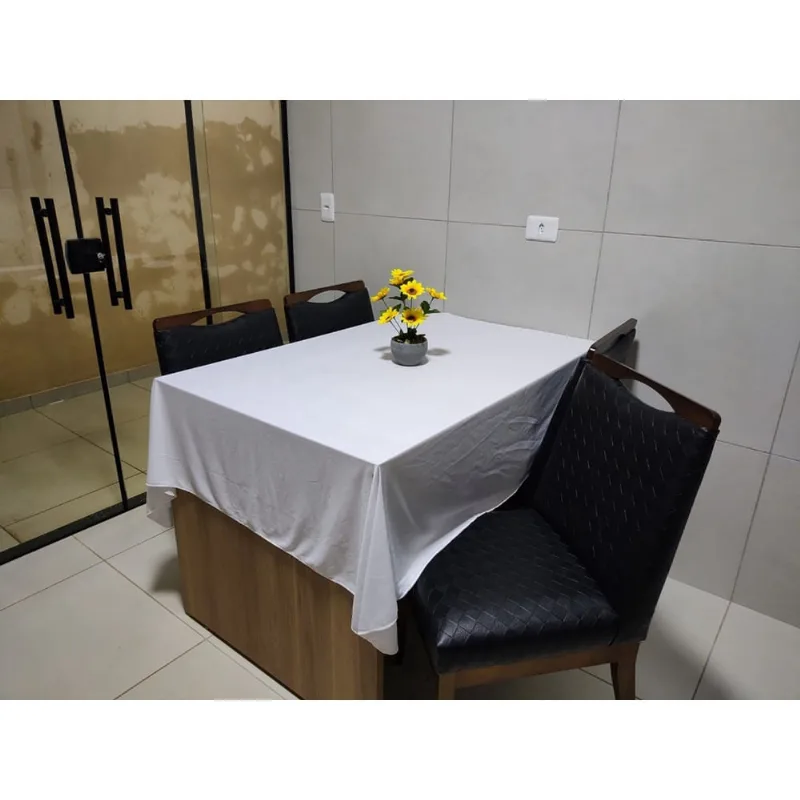 Toalha de Mesa 4 Cadeiras Cozinha Sala de Jantar Área Gourmet 1,40m x 1,40m Malha Gel Lisa