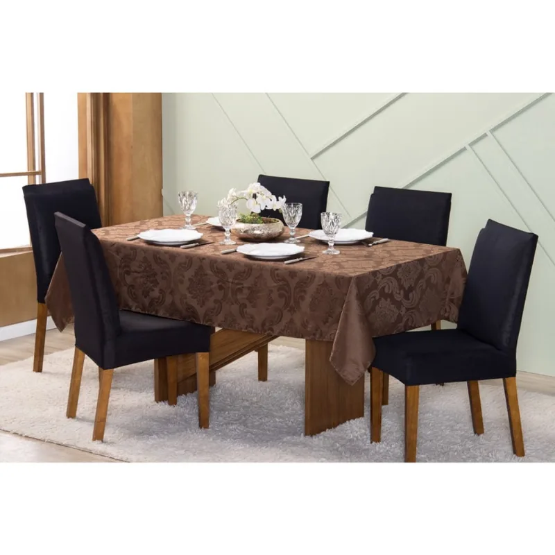 Toalha de Mesa 4 Cadeiras 1,35 x 1,35 Jacquard Luxo Cozinha Sala de Jantar Festas Comemorações