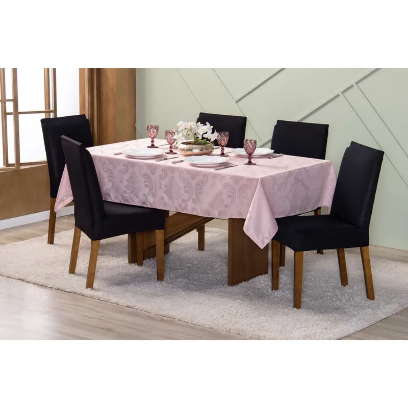 Toalha de Mesa 12 Cadeiras 4,00 x 1,35 Jacquard Luxo Cozinha Sala de Jantar Festas Comemorações
