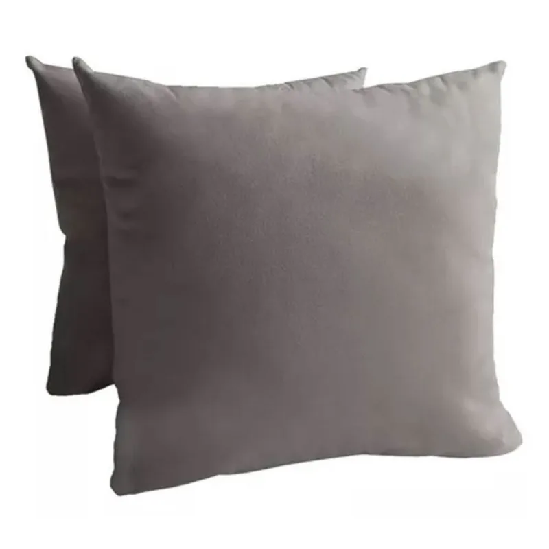 Kit 2 Capas de Almofada Decorativas Suede Lisa 45cm x 45cm com Zíper Cinza