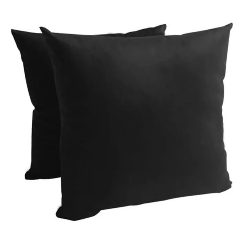 Kit 2 Capas de Almofada Decorativas Suede Lisa 45cm x 45cm com Zíper Preto