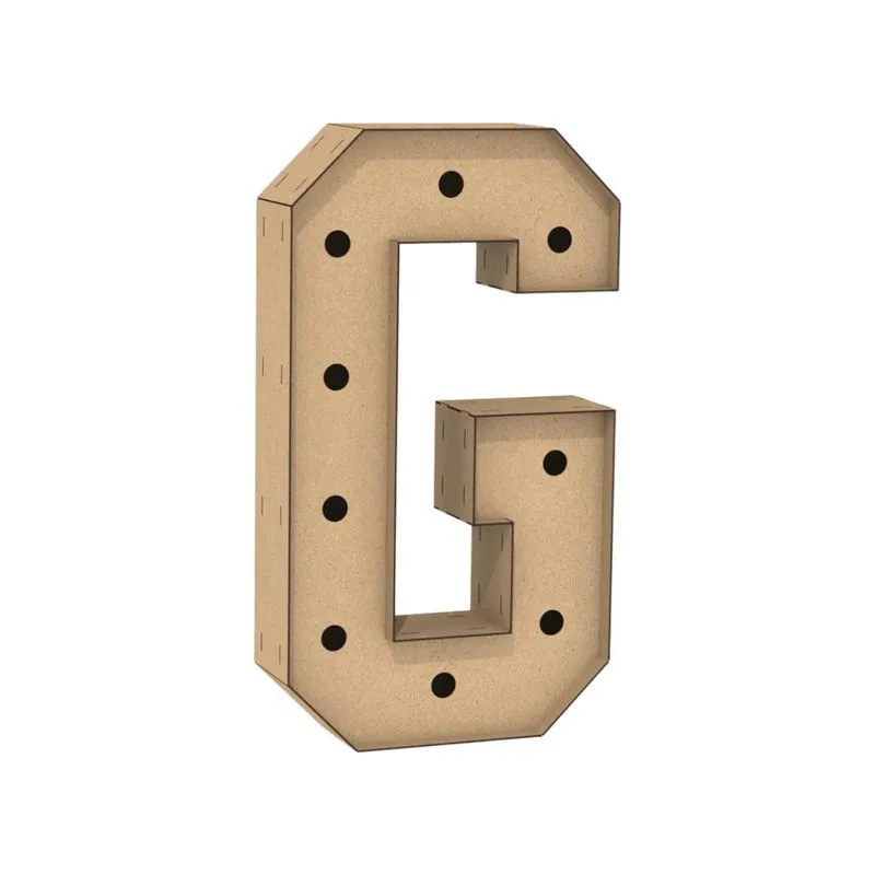 Letra Caixa Grande G Mdf 80cm Altura Furo Lampada Iluminação
