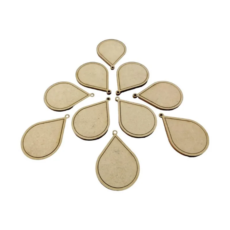 Kit 50 Mini Bastidor Gota 4cm Colar Pingente Chaveiro