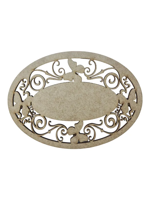 Placa Mdf Cru Artesanato Design Arabesco Borboletas 25cm