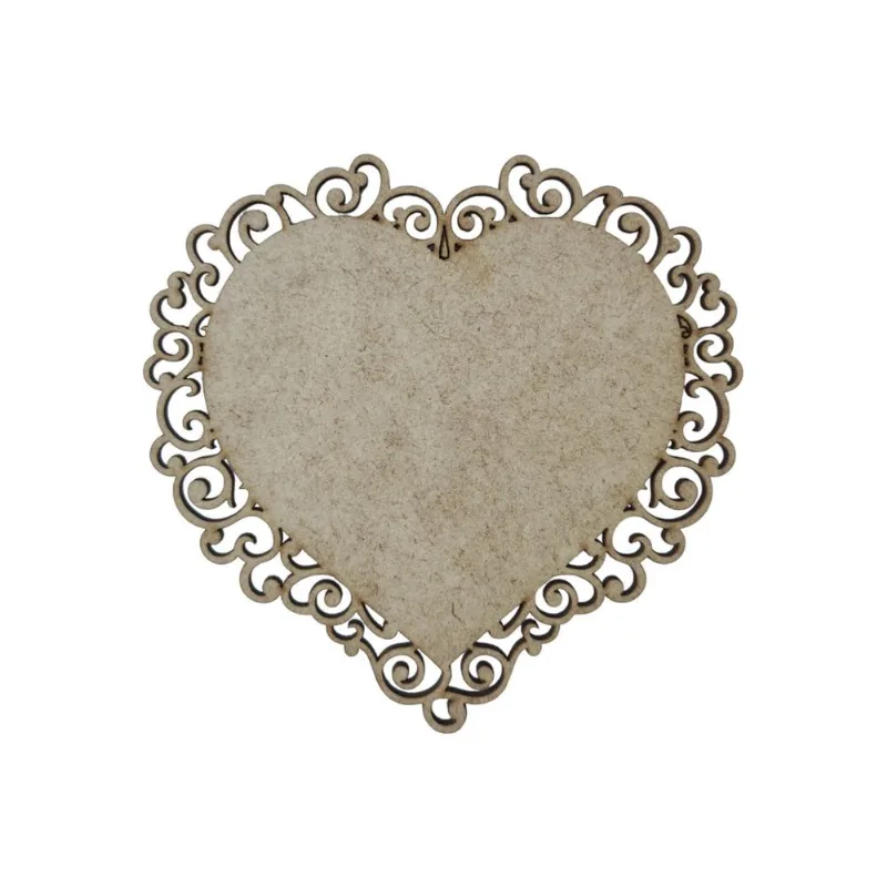Placa Mdf Cru Artesanato Design Coração Aramado Liso 25cm