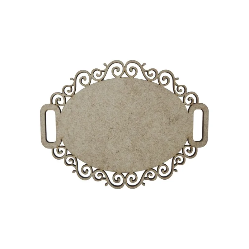 Placa Mdf Cru Artesanato Design Oval Perola Liso 30cm