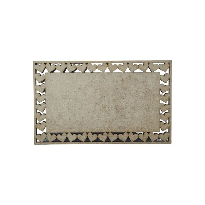 Placa Mdf Cru Artesanato Design Quadrado Coração Liso 30cm