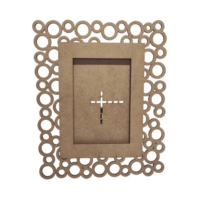 Kit 10 Porta Retrato Mdf Cru Foto 10X15 Bolinhas Circulos
