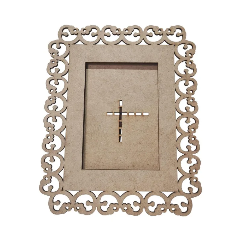 Kit 10 Porta Retrato Mdf Cru Foto 10X15 Arabesco Quadrado