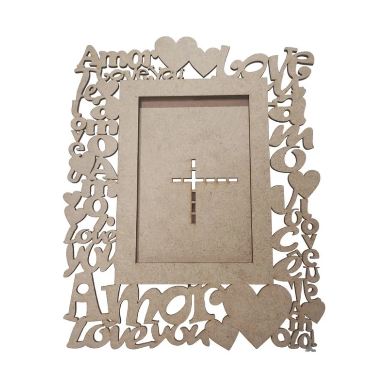 Kit 15 Porta Retrato Mdf Cru Foto 10X15 Love Amor Coração
