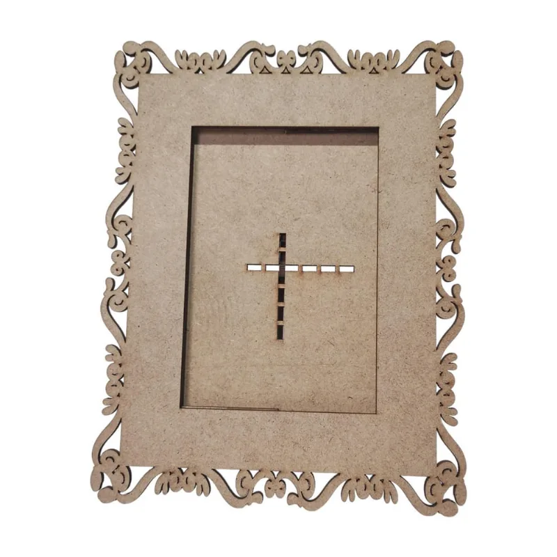 Porta Retrato Mdf Cru Foto 10X15 Design Arabesco Arame