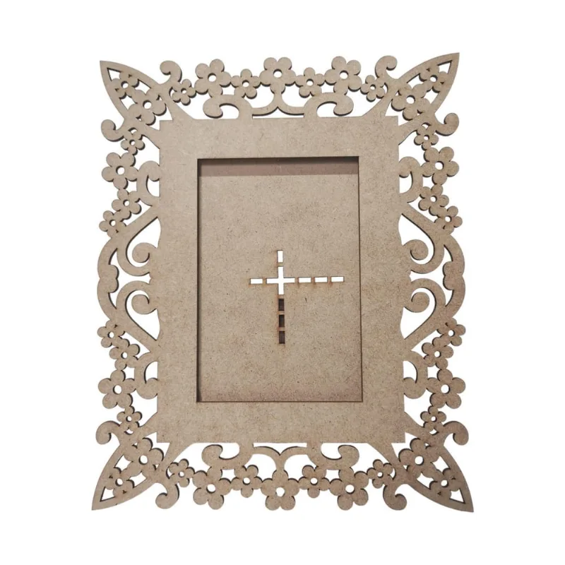 Porta Retrato Mdf Cru Foto 10X15 Design Arabesco Florido