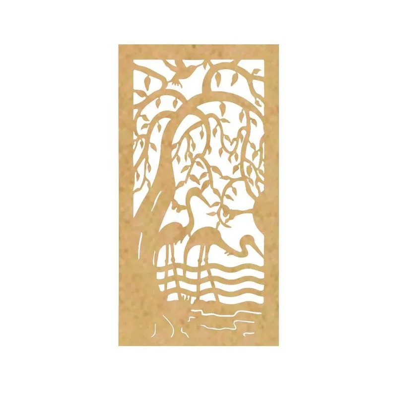 Quadro Decorativo Mdf Cru Garça Na Floresta 40X20Cm