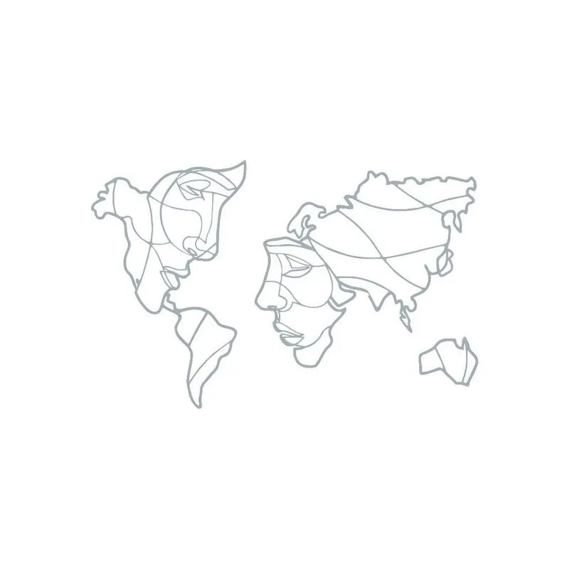 Quadro Decorativo Cinza Mdf Face Países 40X20Cm