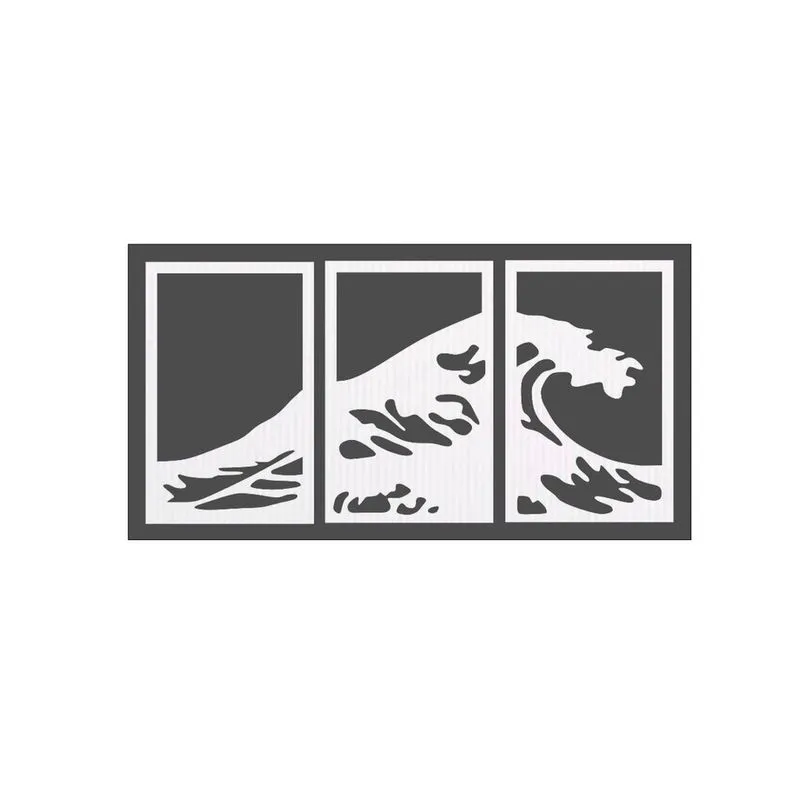 Quadro Decorativo Branco Mdf Ondas 40X20Cm