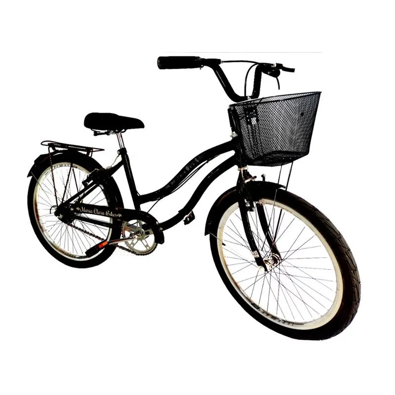 Bicicleta feminina aro 24 passeio s/ marchas com cesta preto