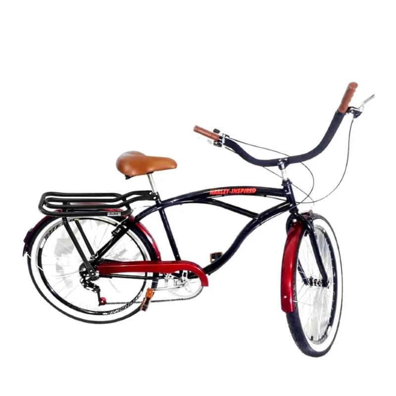 Bicicleta aro 26 Caiçara retrô 6 marchas c/ bagageiro Preto