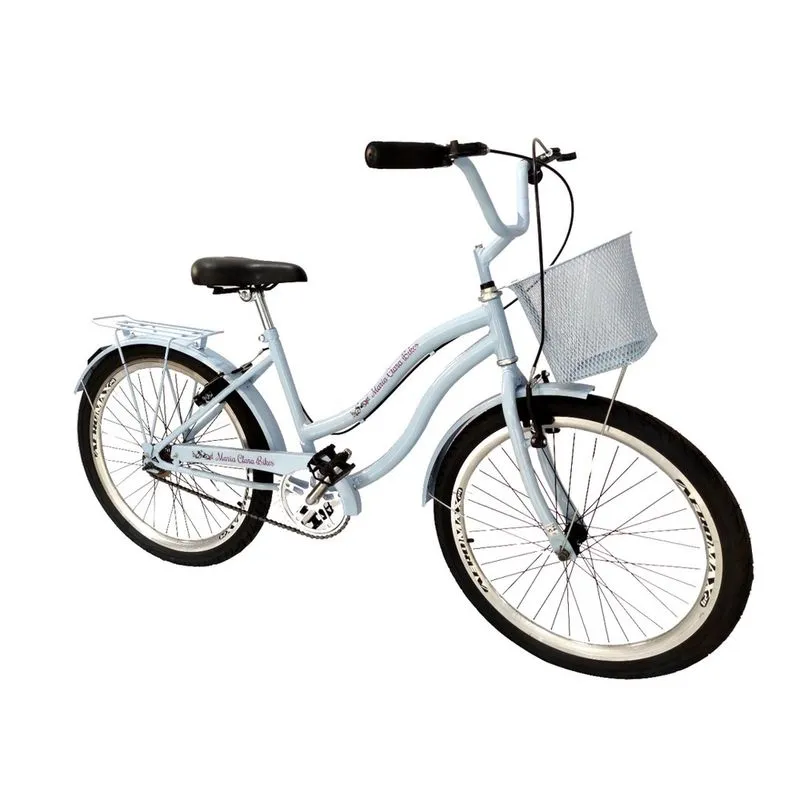 Bicicleta aro 24 feminina passeio s/ marchas com cesta azubb