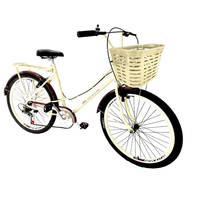 Bicicleta Aro 26 retrô tipo ceci cesta grande 6 marchas mary