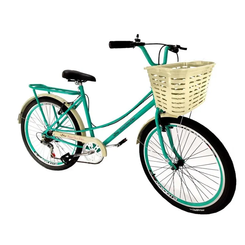 Bicicleta Aro 26 retrô tipo ceci cesta grande 6 marchas mary