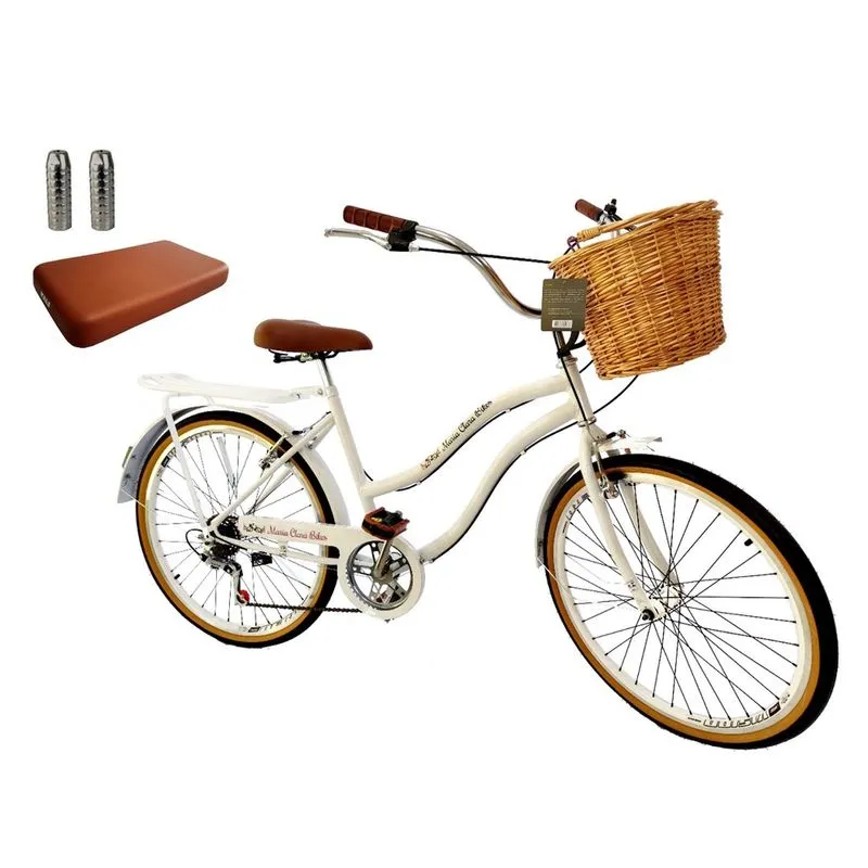 Bicicleta aro 26 com assento carona pedaleiras 6 marchas vme