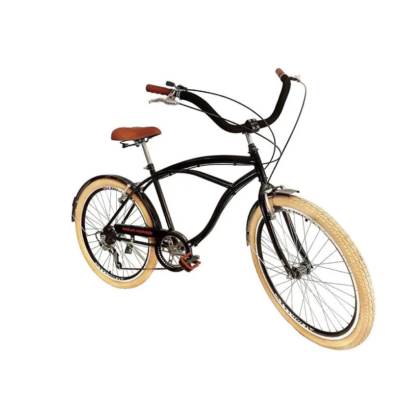 Bicicleta Aro 26 masculino beach Caiçara retrô 6v Preto
