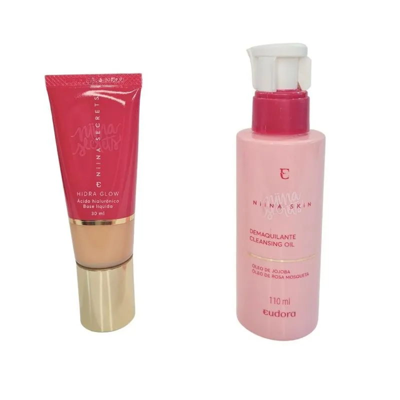 Kit Eudora Niina Secrets Base Hidra Glow Cor:10+Cleasing Oil
