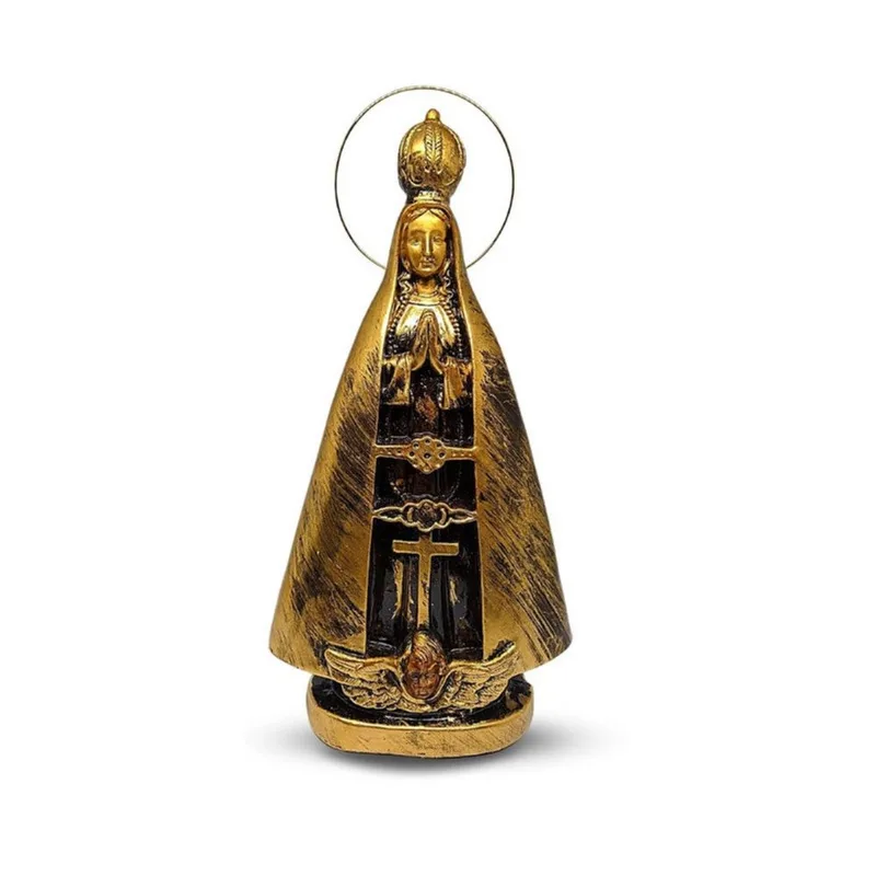 Senhora Aparecida Imagem 30cm Dourada Gesso Com Resplendor