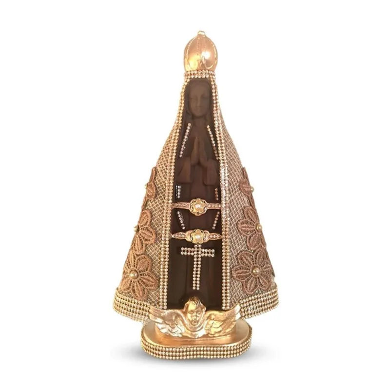 Imagem De Ns Aparecida Linda Em Tecido Estilo Barroco 31cm